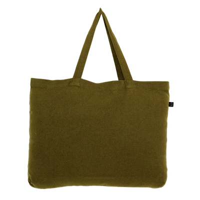 Washed Linen Cotton Sloppy Shoulder Bag - Olive