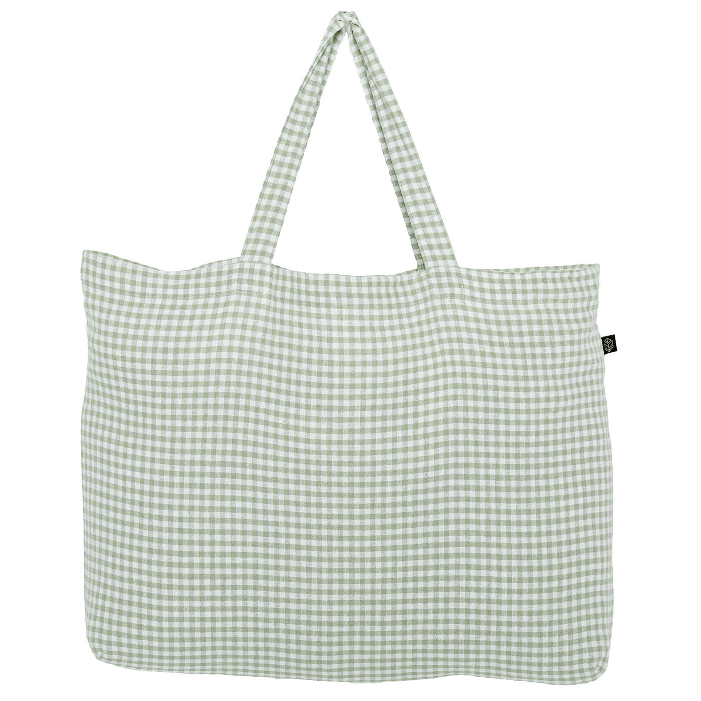 Washed Linen Cotton Sloppy Shoulder Bag - Mint Gingham