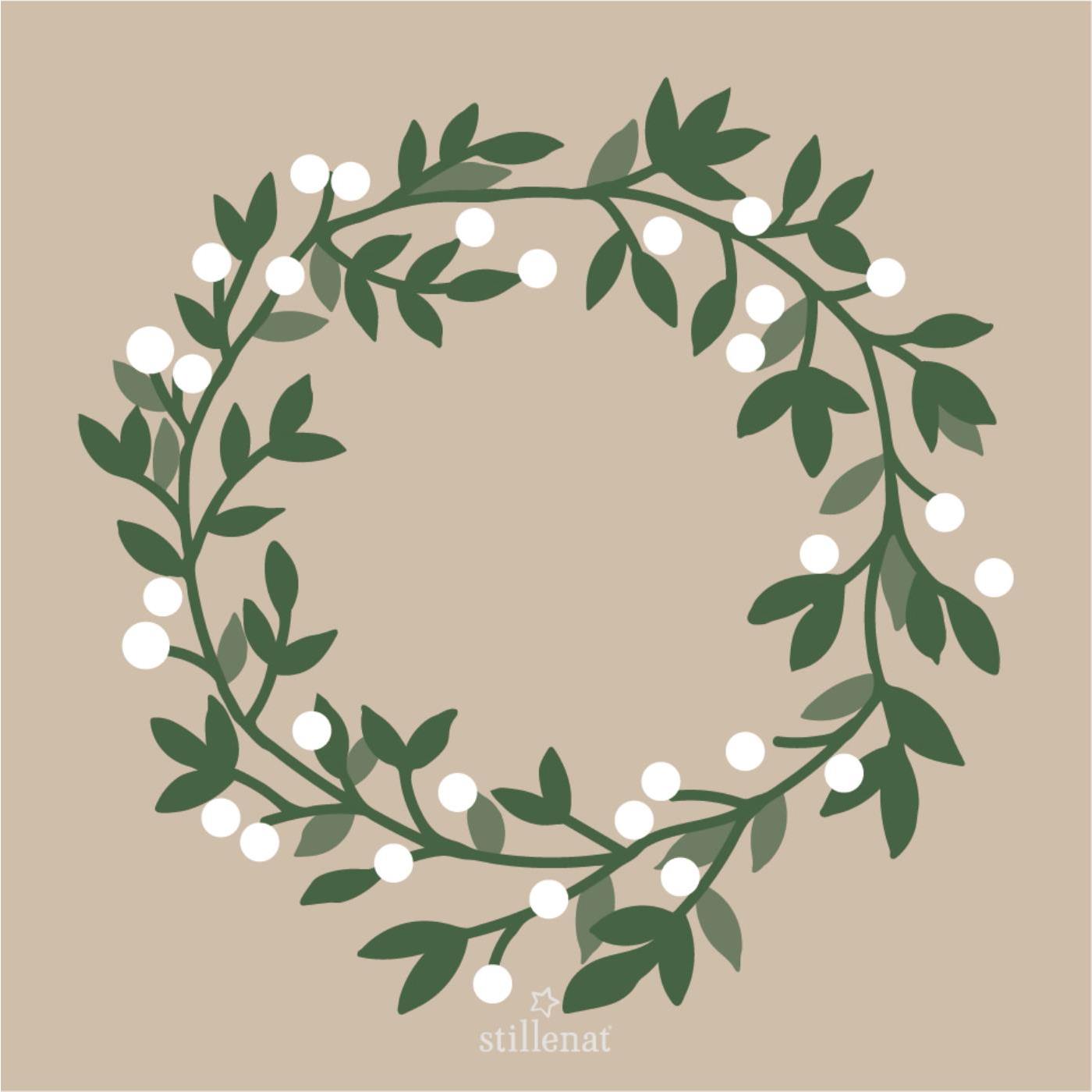 Snowberry Wreath Design Paper Napkins - 20 Pack