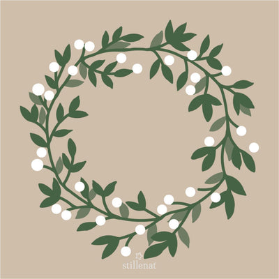 Snowberry Wreath Design Paper Napkins - 20 Pack