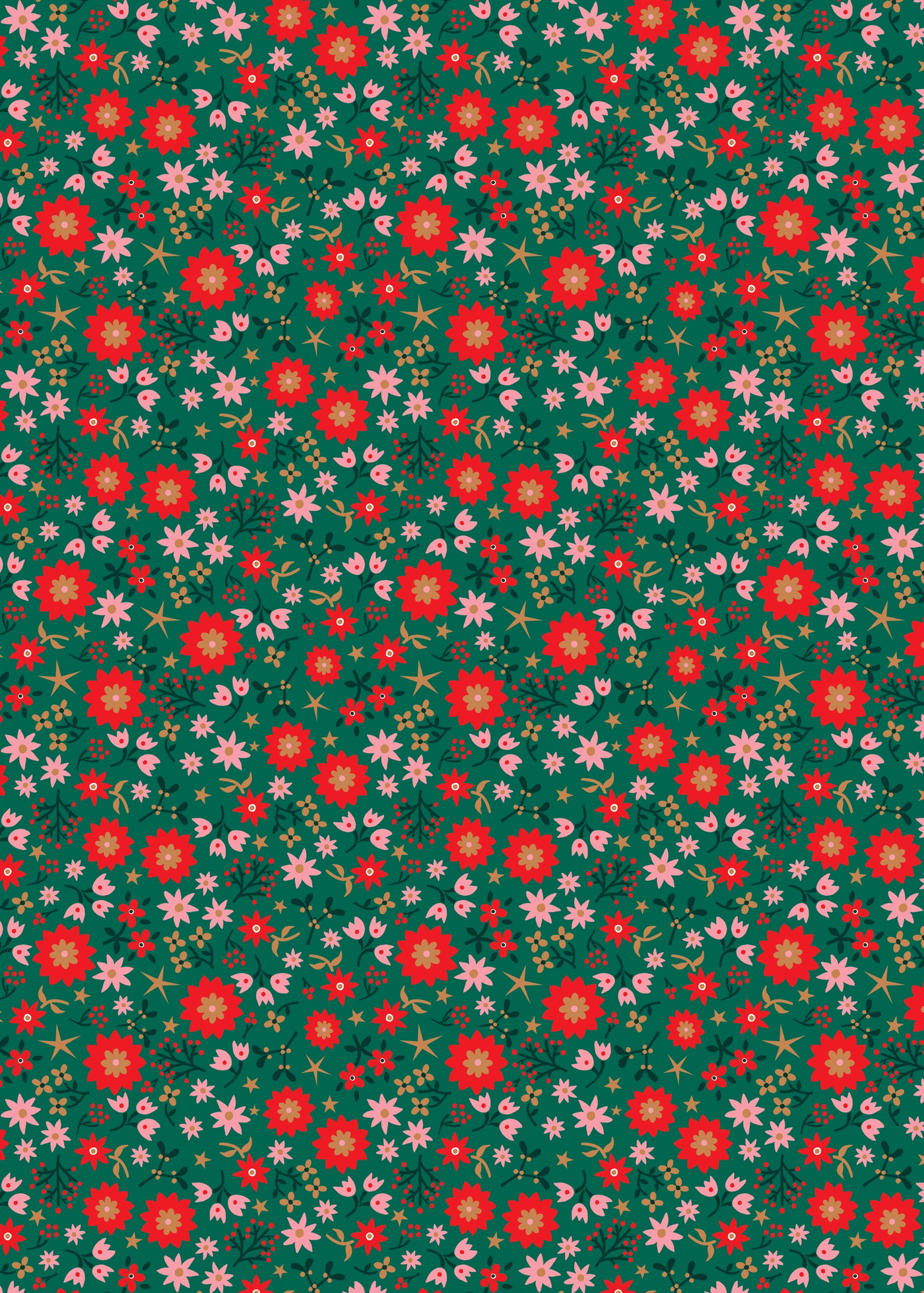 Retro Floral Scandi Double Sided Wrapping Paper