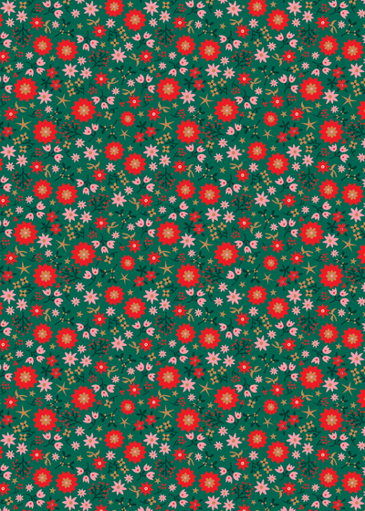 Retro Floral Scandi Double Sided Wrapping Paper