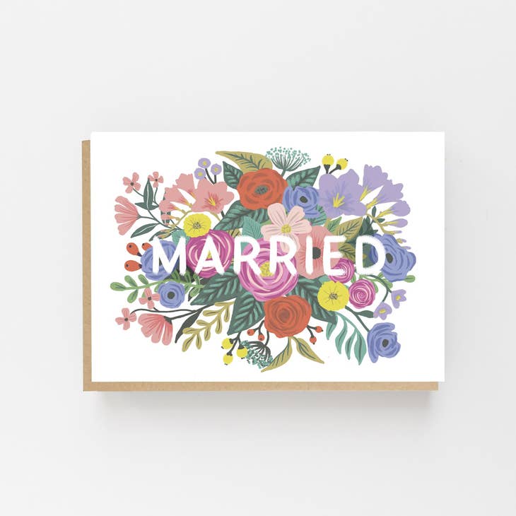 Floral MARRIED Wedding Card