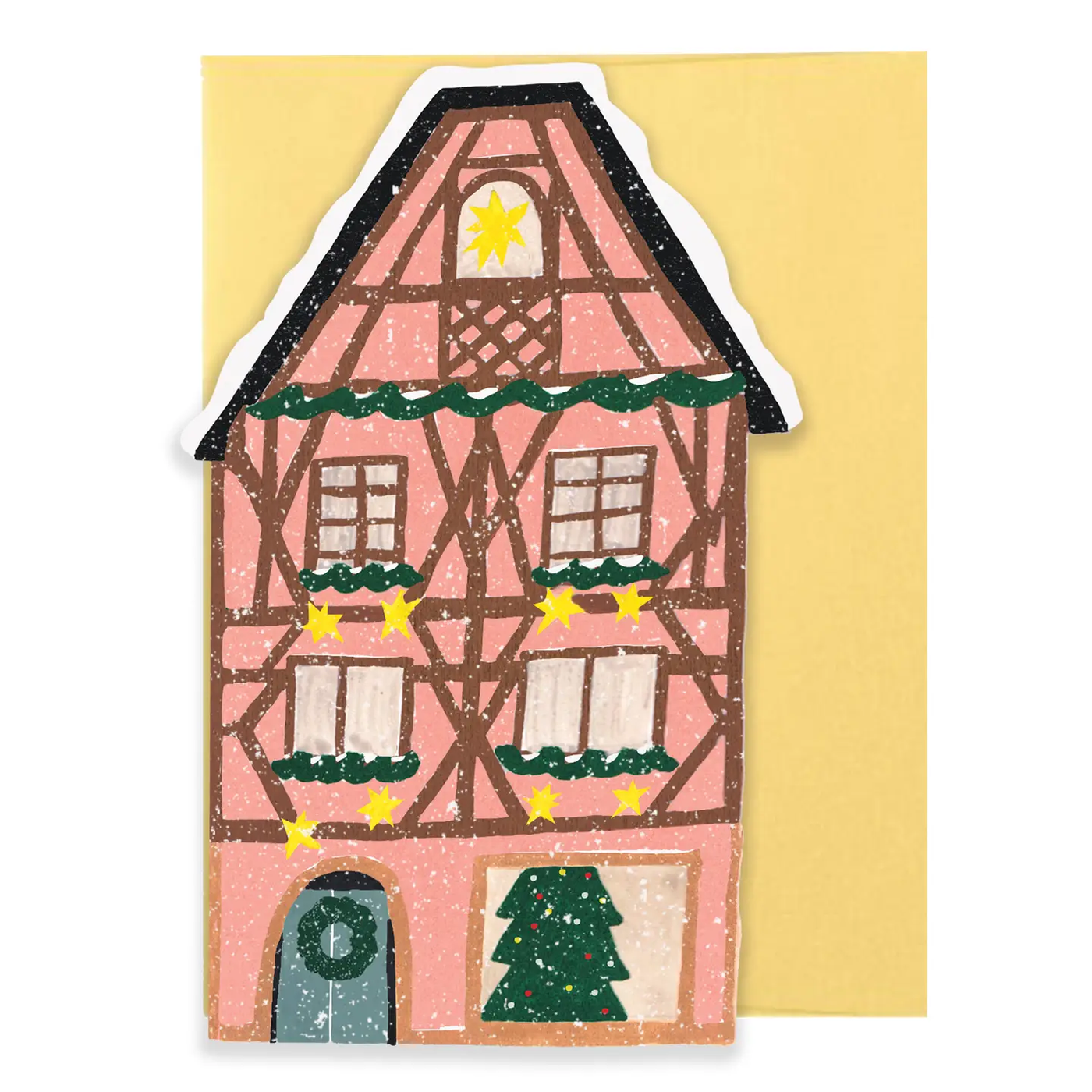 Pink Gingerbread House Die Cut Card
