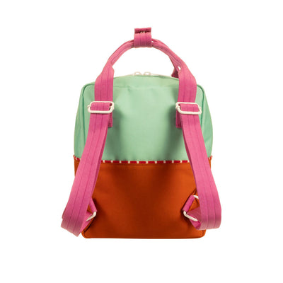 Small Colour Block Backpack - Mint + Orange