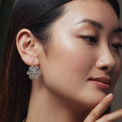 Cow Parsley Hook Earrings - Silver