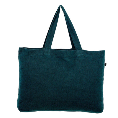 Washed Linen Cotton Sloppy Shoulder Bag - Prussian Blue