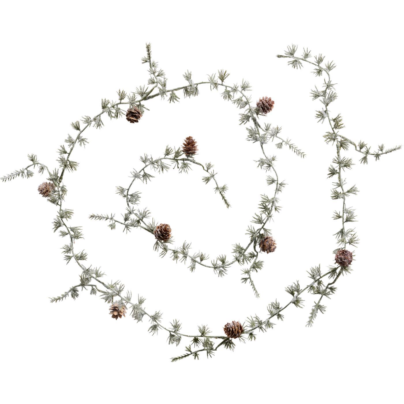 180cm Artificial Cedar Garland with Real Cones & Snow