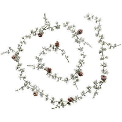 180cm Artificial Cedar Garland with Real Cones & Snow