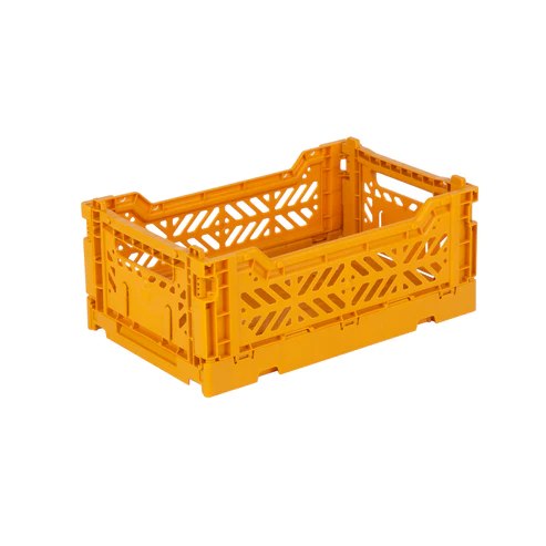 Mini Folding Storage Crate - Mustard