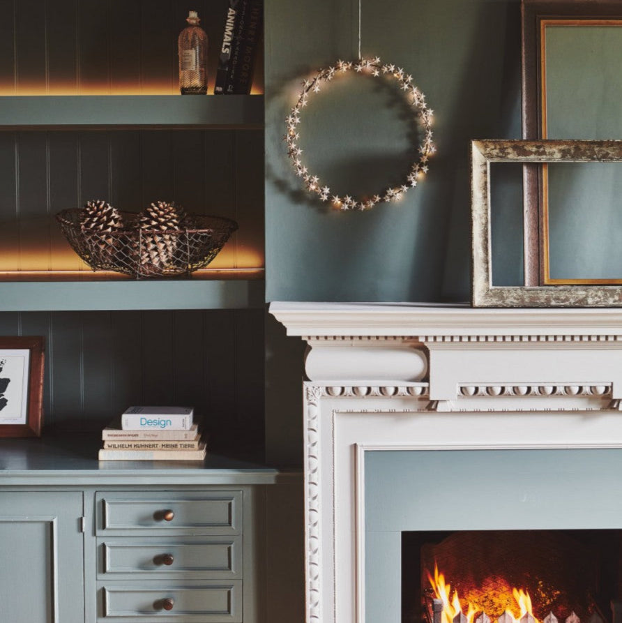 46cm Illuminated 'Starlight' Wreath - Antique Pressed Metal, Battery Powered