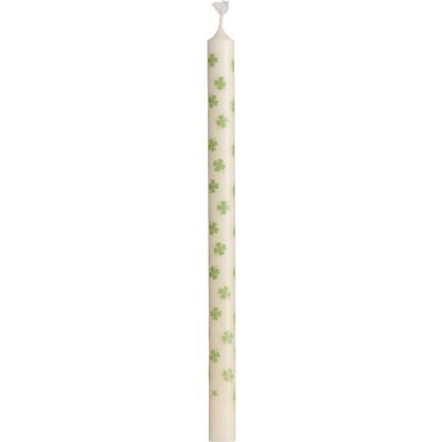 Tall Taper Candle - Green Clovers
