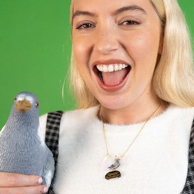 Pigeon Snow Globe Necklace