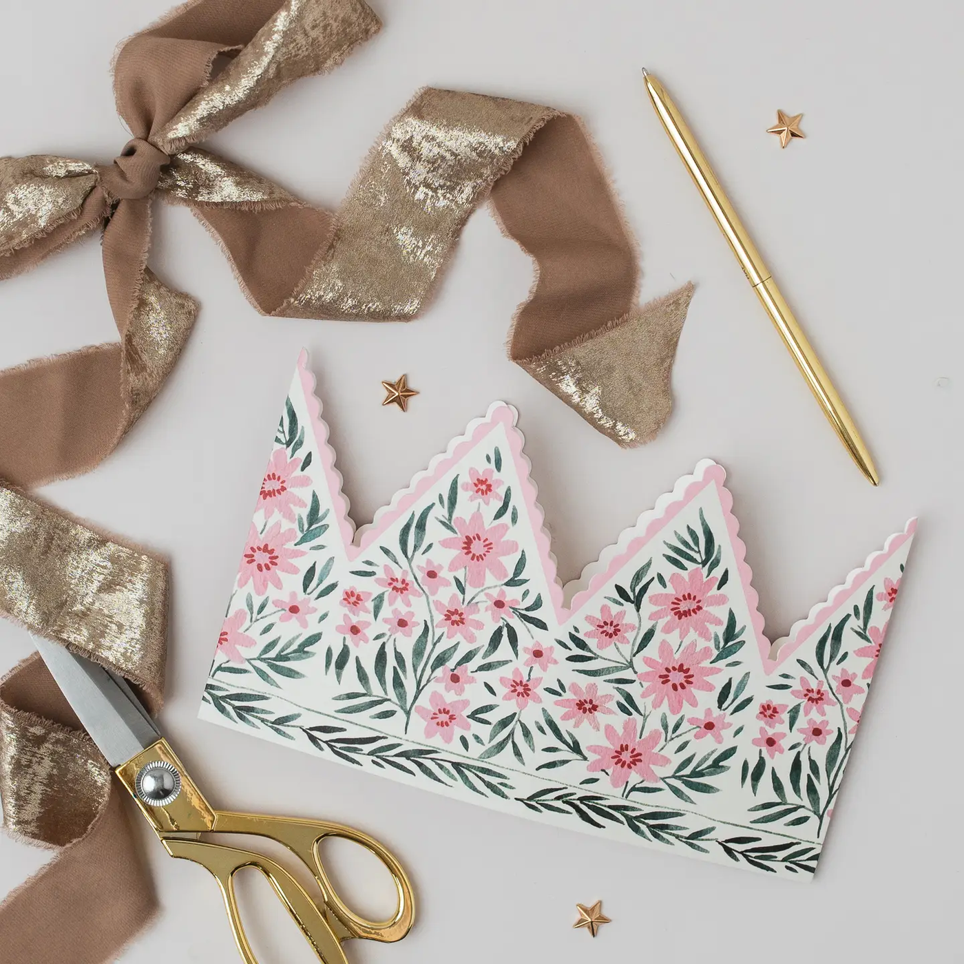 Pink Cosmos Botanical Party Crown Card