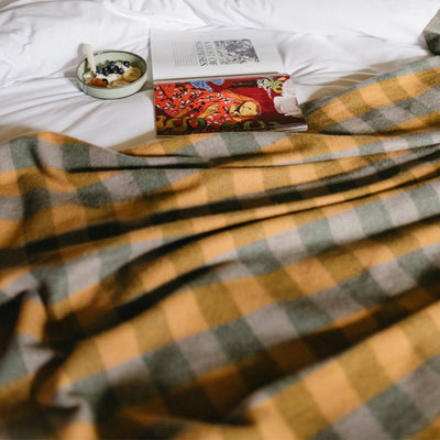 Recycled Wool Blanket - Sage Gingham