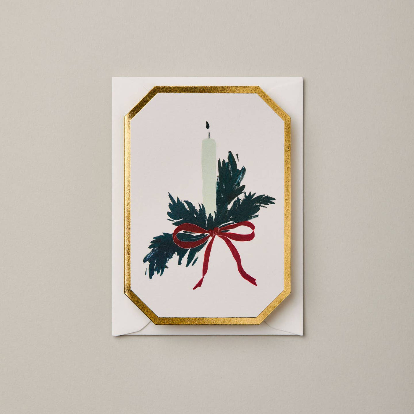 Christmas Candle Botanical Die Cut Mini Card