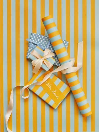 Blue and Yellow Classic Stripe Wrapping Paper