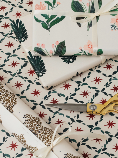 Four Floral Blush Single Sheet Wrapping Paper