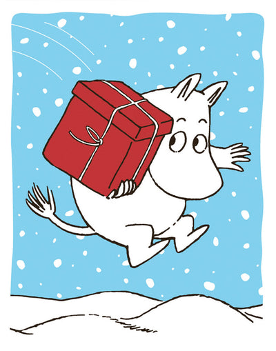 Moomin Jumping with Christmas Present Letterpress Card