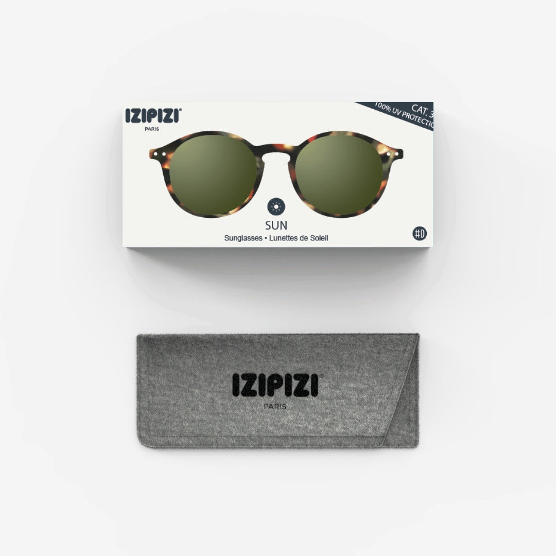 Sunglasses - Design 'D' in Tortoise by Izipizi (Green Lenses)