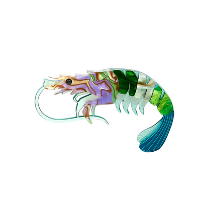 Pearly Prawn Brooch - Green