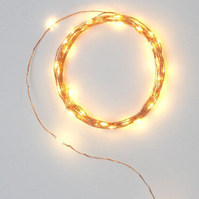 Battery Powered Wire String Lights in Copper - 40 lights 3.9m