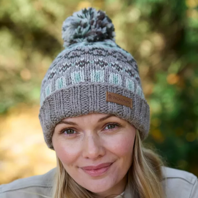 Roll Back Bobble Beanie - Loch Fyne Green