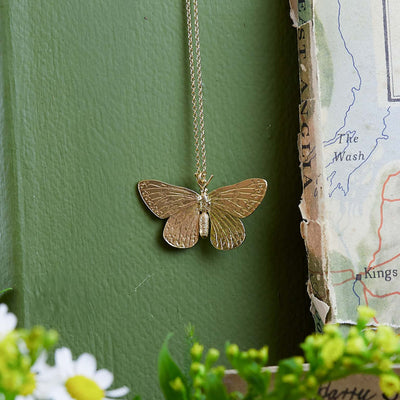 Duke of Burgundy Butterfly Necklace - Gold Plate