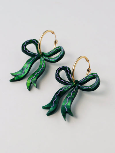 Limited Edition Bow Hoops - Emerald