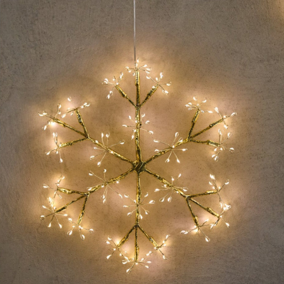 30cm 'Snowflake' Illuminated Hanging Decoration, Mains Powered