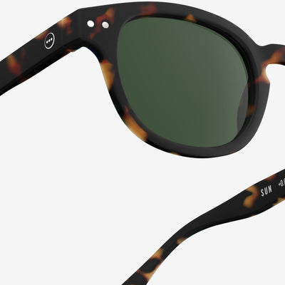 Sunglasses - Design 'C' in Tortoise by Izipizi (Green Lenses)