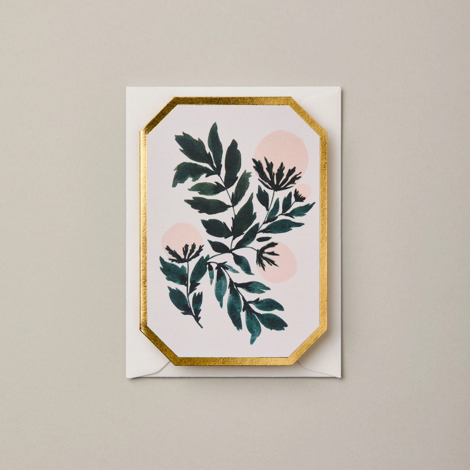 Peonies Botanical Die Cut Mini Card