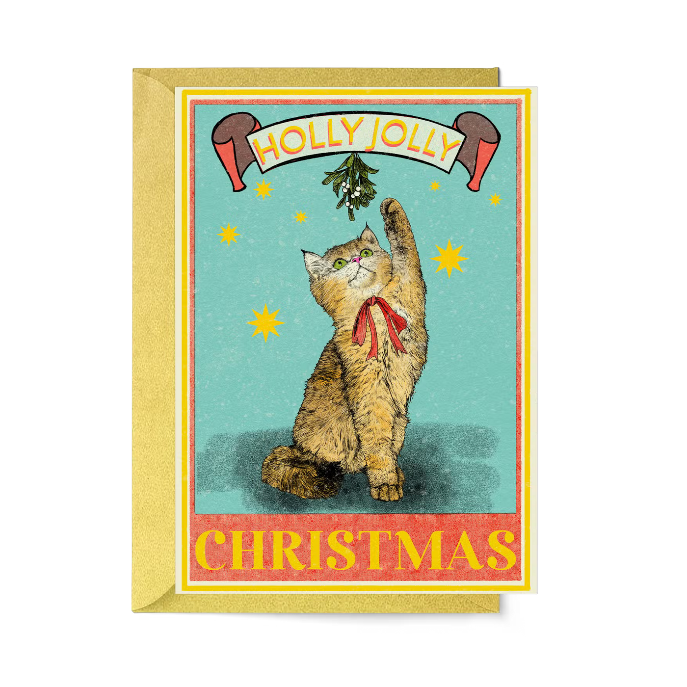 Holly Jolly Cat Christmas Card