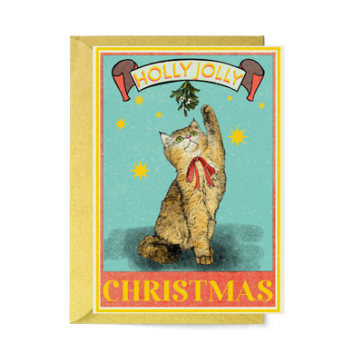 Holly Jolly Cat Christmas Card