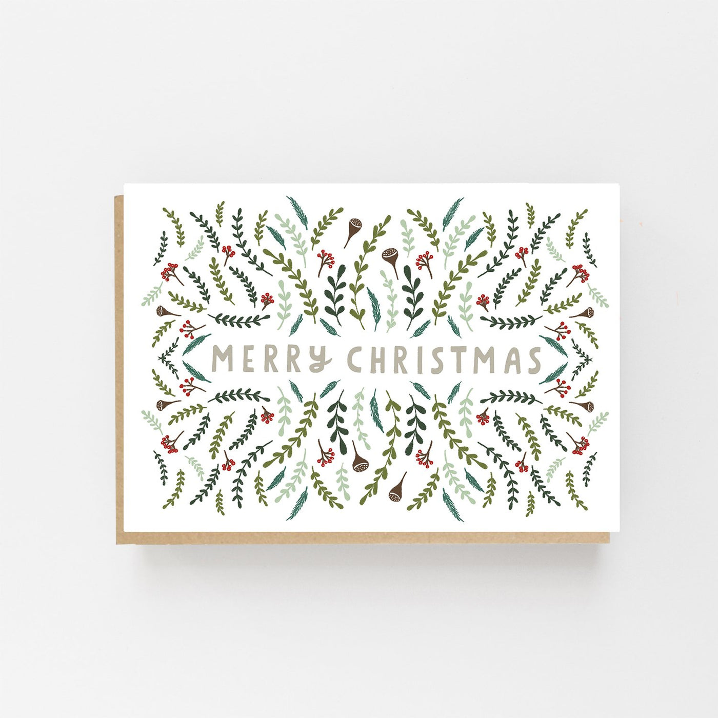 Foliage Pattern Merry Christmas Card