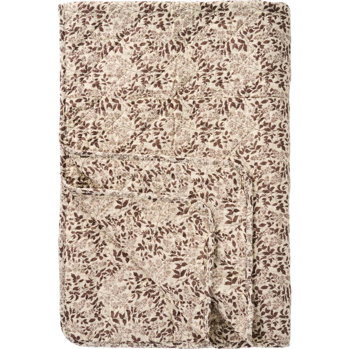 Milky Brown Leaf Frond Cotton Quilt