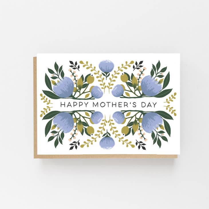 Floral Blue Happy Mother's Day Card