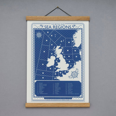 'Viking' Sea Regions Screen Print - A3 Size