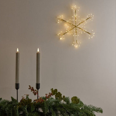 20cm 'Snowflake' Illuminated Hanging Decoration, Battery Powered
