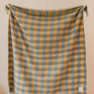 Recycled Wool Blanket - Sage Gingham