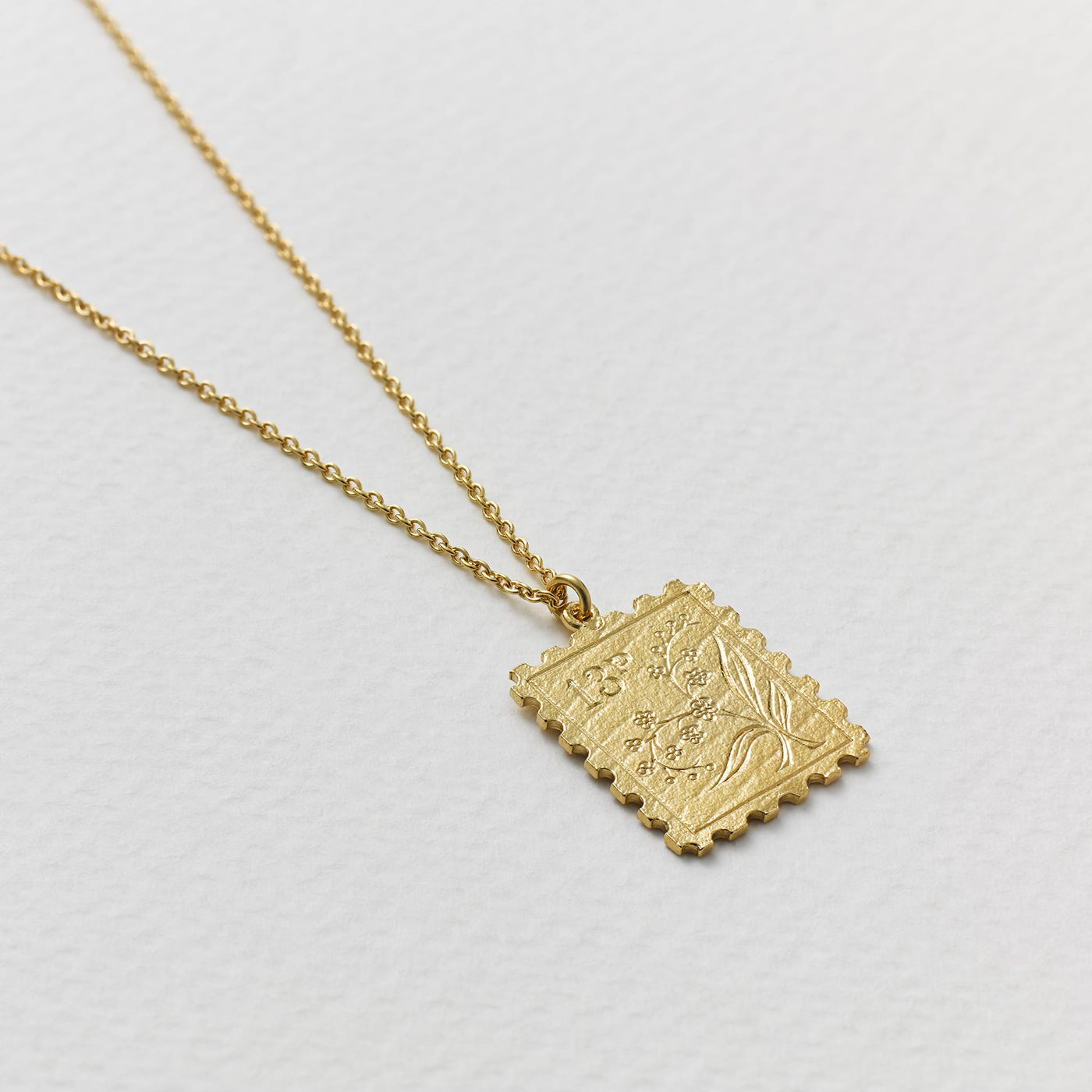 Floral Stamp Necklace - Gold Plate