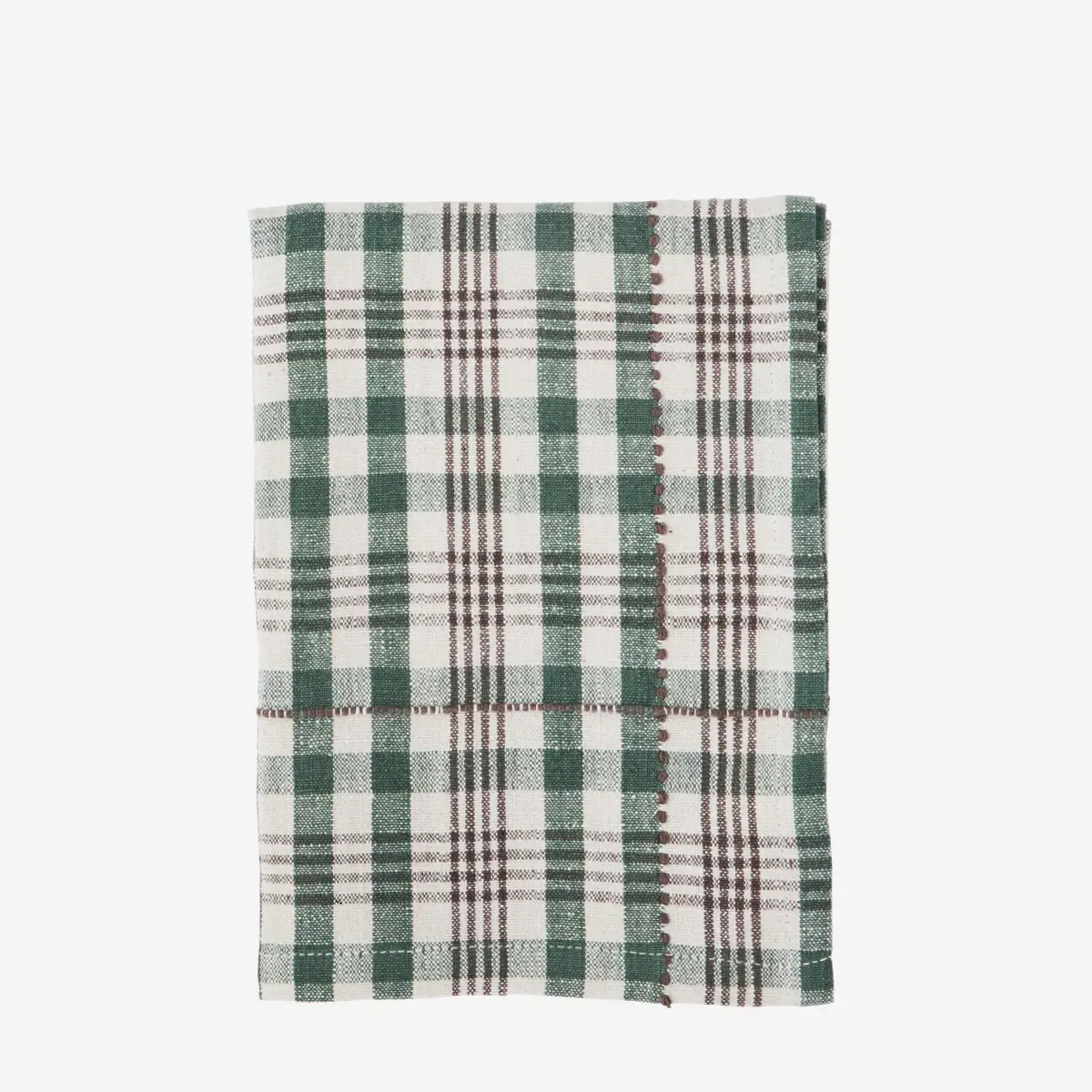 Checked Cotton Kitchen Towel - Green