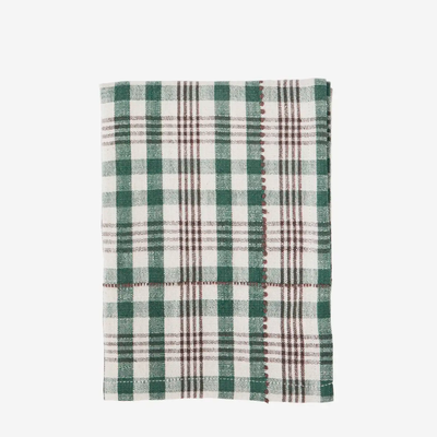 Checked Cotton Kitchen Towel - Green