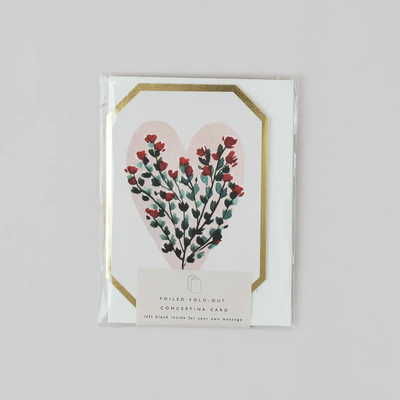 Concertina Botanical Heart Die Cut Mini Card
