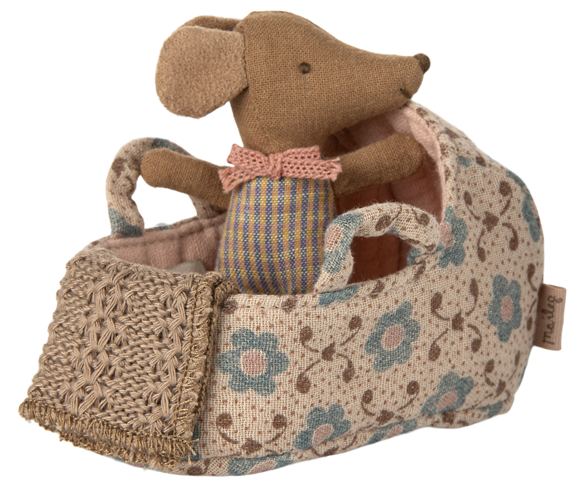 Maileg Mouse Carry Cot - Rose