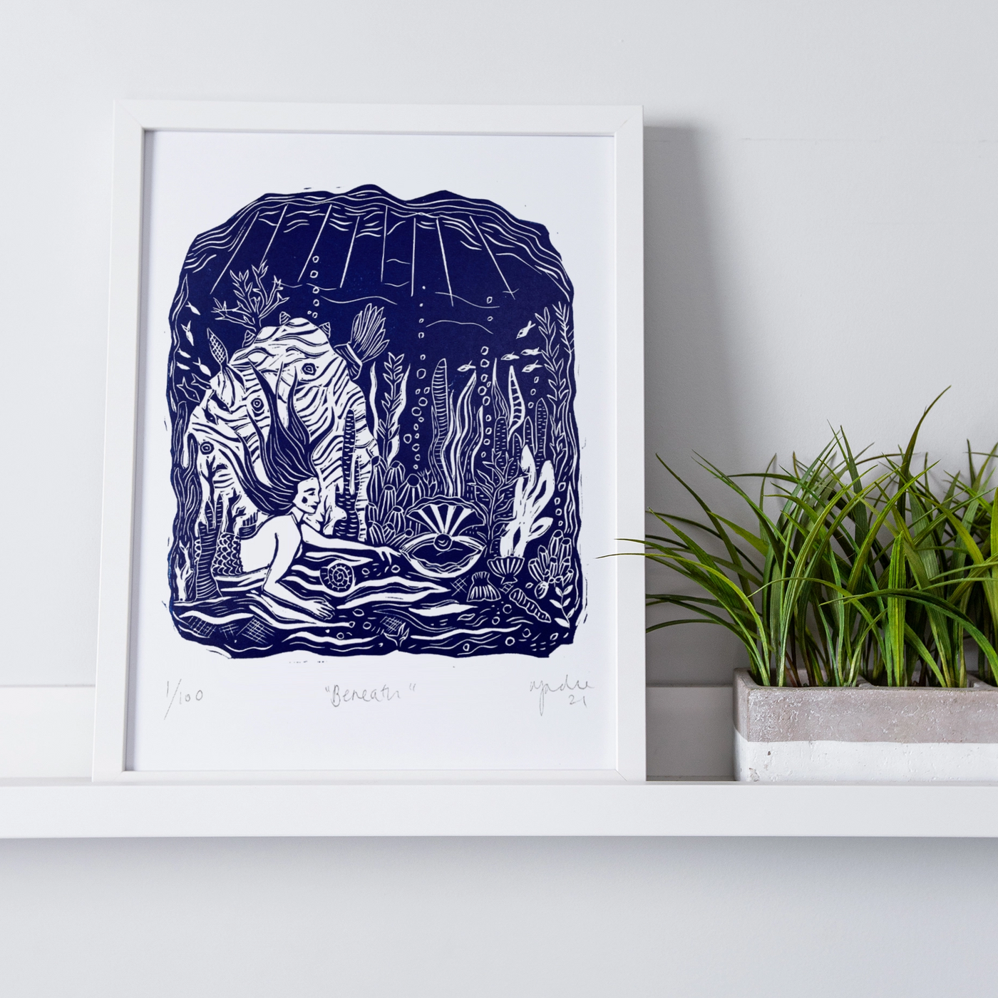 A3 'Beneath' Linocut Print