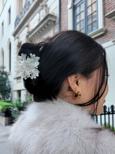 Hand Painted Cellulose Hair Claw - Origami Snowflake