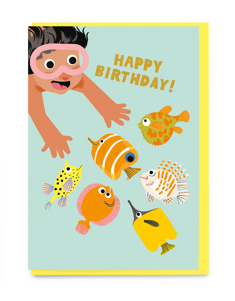 Swimming With Fish Birthday Card