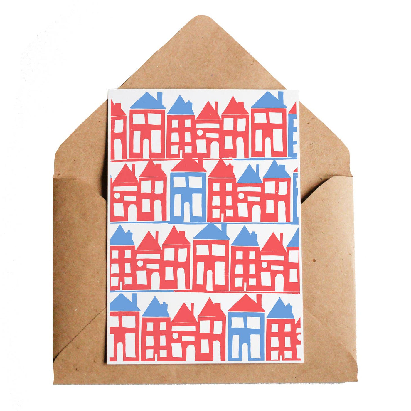 Houses in Red & Blue Card