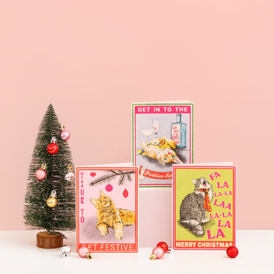 Time to Get Festive Cat Christmas Card